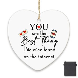Sieral Valentine's Day Gift Internet Dating Hanging Ornament You are The Best Thing I've Ever Found on The Internet Ceramic Online Dating Gift for Her Him Girlfriend Boyfriend Gift(Heart)