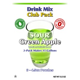 GramZero Sour Green Apple Zero Calorie Sugar Free Drink Mix, Great For Nutrition Club Loaded Tea, Stevia Sweetened