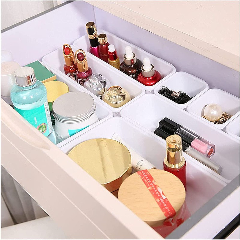 Pack of 8 Drawer Organiser, Organiser Storage Box, Plastic Drawer