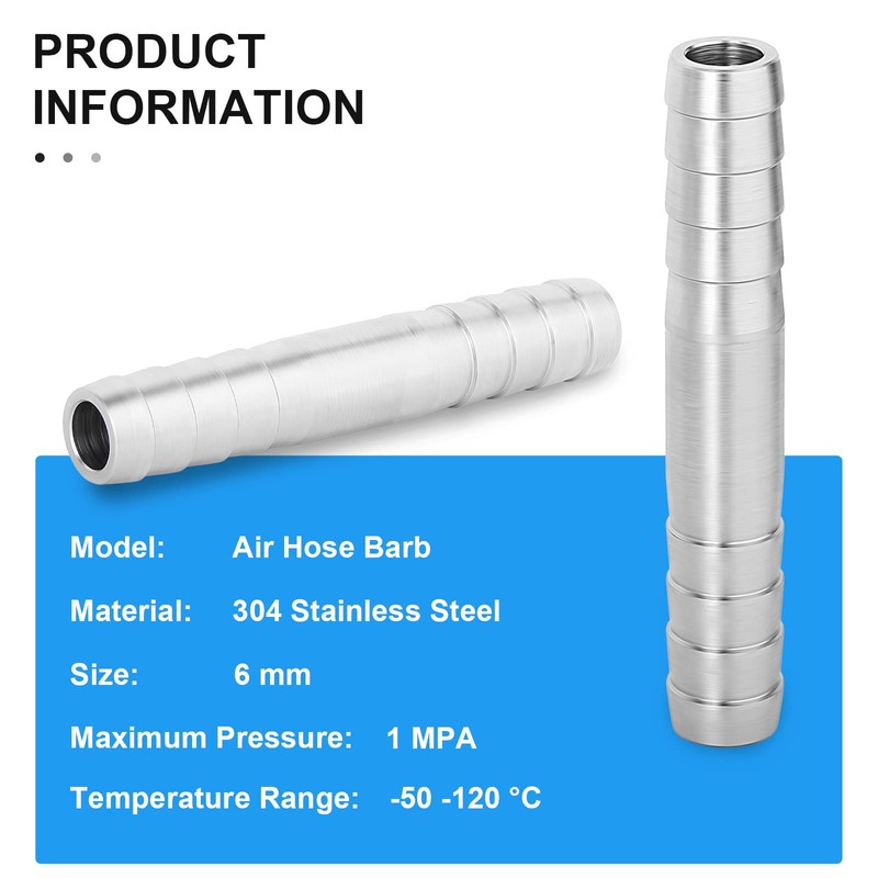 ERGAOBOY 5 Pieces 6mm Stainless Steel Straight Hose Nozzle, 2
