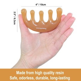Scalp Massage Tool Head Massager. Resin Massage Comb Gua Sha Fascial Tools for Scalp Care Hair Growth Stress Relax Headaches Meridian Acupoint Treatment Trigger Point Therapy. (Amber)