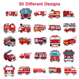 Fire Brigade Stickers, Fire Engine Stickers, 100 Pieces, Fire Truck Decoration for Car, Laptop, Computer, Skateboard, Water Bottles, Suitcase, Bicycle, Motorcycle Wall Sticker, Suitable (Fire Brigade