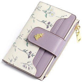 GAEKEAO Women's Small Purse, PU Leather Wallet with Zip Pockets, Coin Compartment, Slim Wallet, Purple (purple-1)