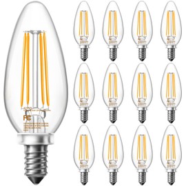 VOLIVO Dimmable E12 LED Candelabra Bulbs 60Watt Equivalent, 2700K Warm White, 500Lumens, 4.5W B11 Vintage Chandelier Light Bulbs, LED Filament Clear Glass Candle Lamp for Ceiling Fan Home, 12Pack
