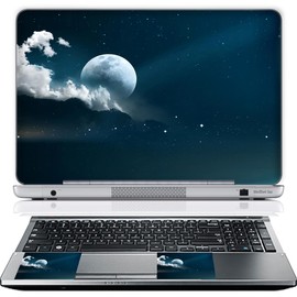 Meffort Inc 17 17.3 Inch Laptop Skin Sticker Cover Art Decal Decorative Stickers (Included 2 Wrist Pads) - Full Moon Night Sky