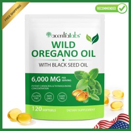 Resilia Oregano Oil Capsules 120 Count 6000mg Oil of Oregano with Black Seed oil