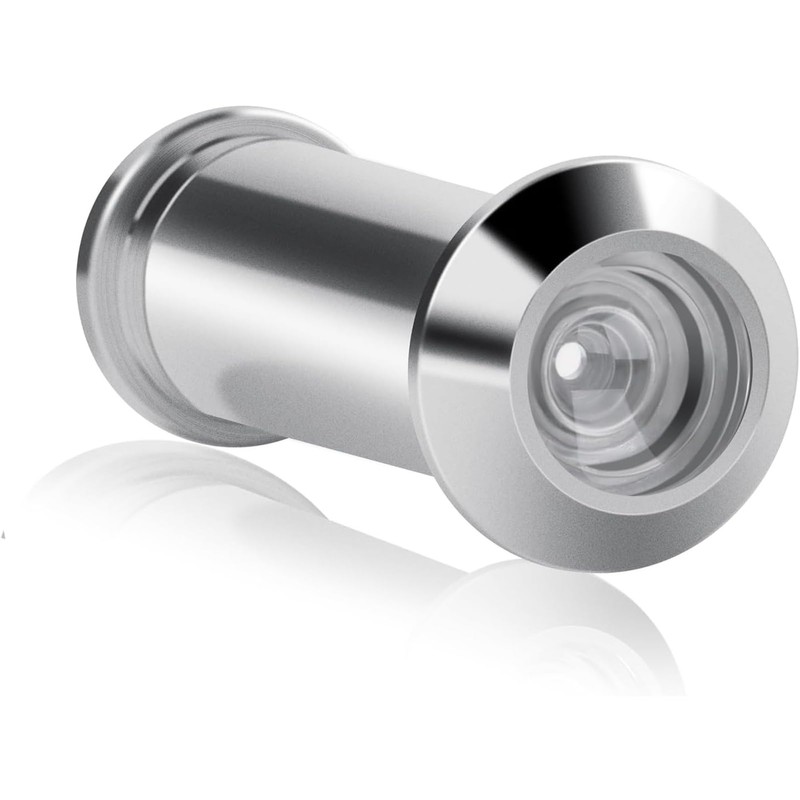 180° Wide Angle Polished Chrome Door Viewer, Security Peephole for