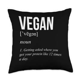 Vegan Noun Protein Definition Plant Based Nutrition Throw Pillow