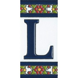 Spanish Floral Ceramic Letters & Frame Tiles Letter L