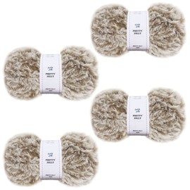 Pretty Jolly 4 Balls of Faux Fur Yarn, Super Soft Chunky Yarn, Fluffy Yarn for Crocheting, Knitting, Eyelash Yarn, Polyester Yarn (Light Brown)