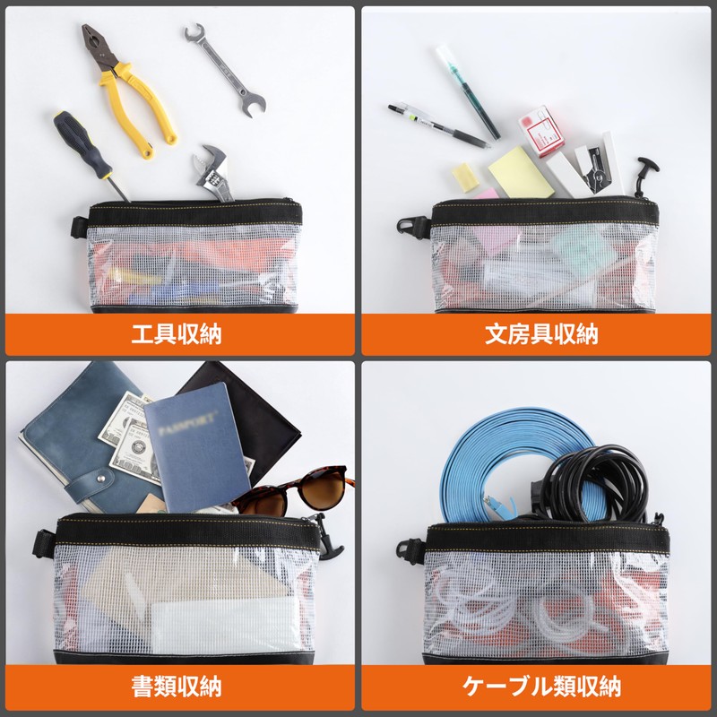 FRETONBA Tool Bag, Small Size, Waterproof, Tool Holder, Transparent Window,