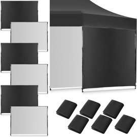 Vincreem 6 Pcs Instant Canopy Sidewalls for 10x10 Pop up Canopy Waterproof 99% UV Protection Tent Sidewalls with Silver Coating for Outdoor Camping, Tent Not Included(Black)