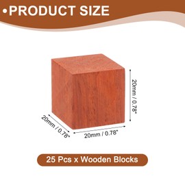 sourcing map 25 Pcs Wooden Blocks, 0.78 Inch Unfinished Wooden Blocks for Crafts Small Blank Wooden Blocks Wood Square Blocks for Arts Crafts and DIY Decor, Safflower Pear