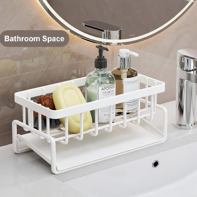 WangCai Stainless Steel Kitchen Sink Caddy, Self-Draining Sponge Holder with