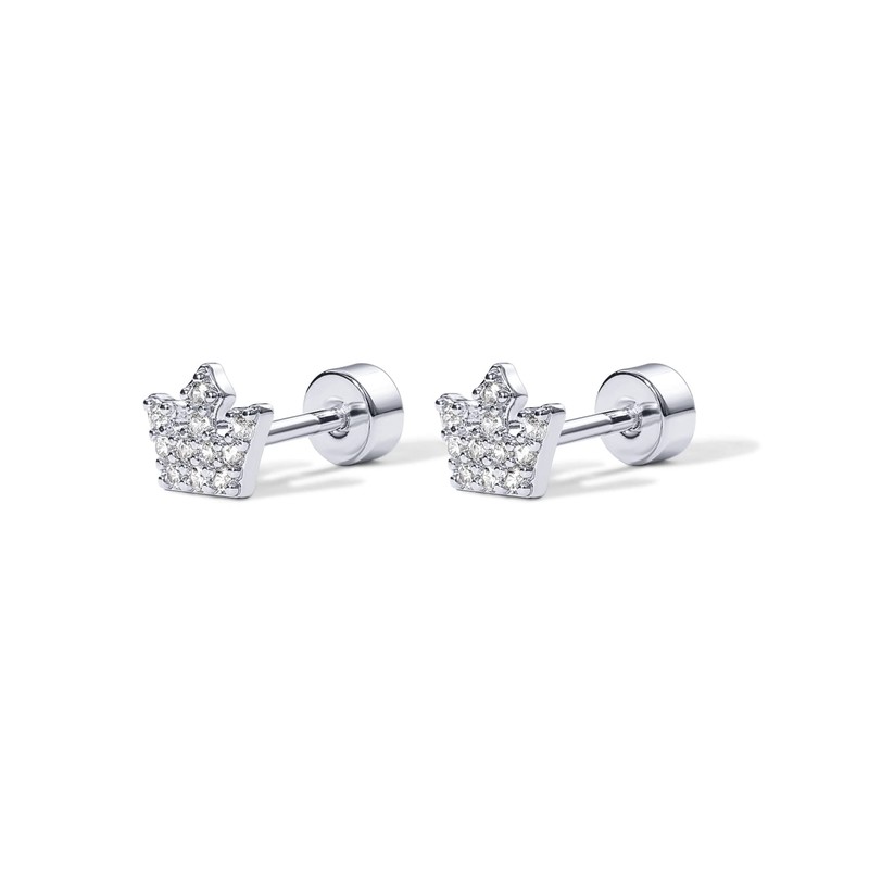 PAVOI 14K Gold Flat Backs (Crown, White Gold)