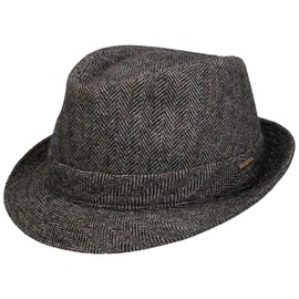 Stetson Teton Herringbone Wool Hat - Classic Trilby - Herringbone Pattern - Made in Italy - Autumn/Winter - Unisex, dark brown