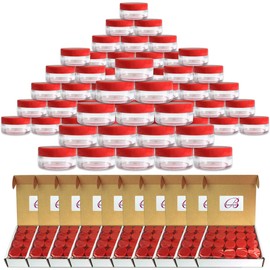 (Quantity: 600 Pieces) Beauticom® 10G/10ML Round Clear Jars with RED Lids for Lotion, Creams, Toners, Lip Balm, Makeup Samples - BPA Free