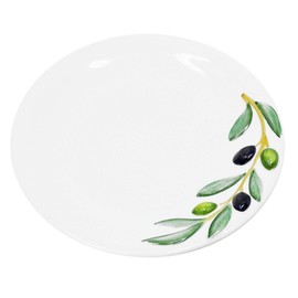 Lashuma Handmade Round Italian Ceramic Breakfast Plate Olive Design Dinner Plate Diameter 20cm