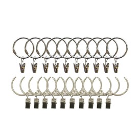 DODXIAOBEUL Curtain Clips with Rings 3 inch Interior Diameter,Easy to Open and Close,Loose Leaf Binder Rings,Movable Clasp Suitable Fixed Pole Shower Curtain Rings/Strong Hooks Set Silver (20)