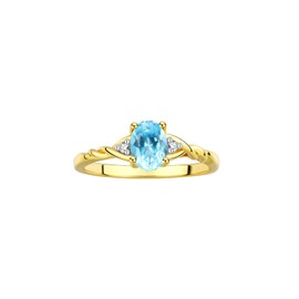 *RYLOS Simply Elegant Beautiful Blue Topaz & Diamond Ring - December Birthstone*