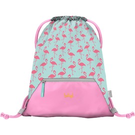 Baagl Gym Bag for Girls - Waterproof Shoe Bag for Children - School and Nursery Sports Bag, Sports Bag, flamingo, Casual, girly