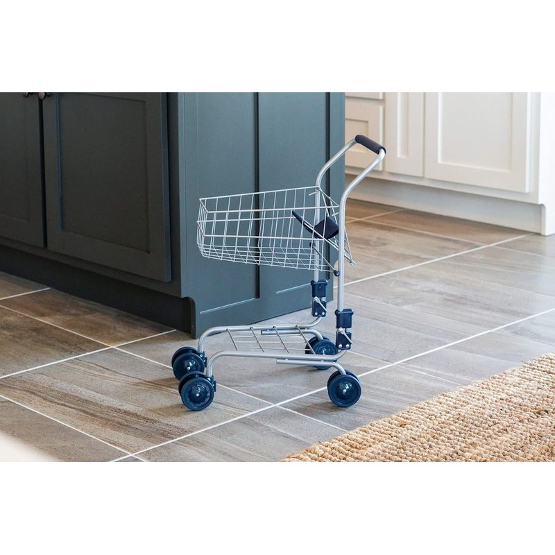 Toysmith Miniature Grocery Shopping Cart – Metal Pretend Trolley for