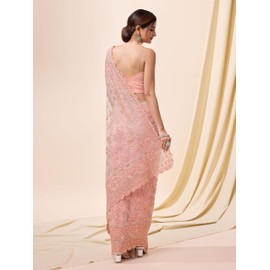 TRENDMALLS Women's Heavy Butterfly Net Embroidery With Dimond Work Women Saree