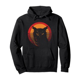 Funny Owl Lovers Birding Gift Owl Retro Vintage 80s Style Pullover Hoodie