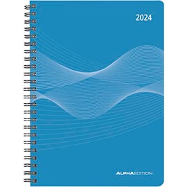 Weekly Planner PP Cover Blue 2024 - Office Calendar A5 - Cheftimer - Blue - Ring Binding - 1 Week 2 Pages - 128 Pages - Alpha Edition