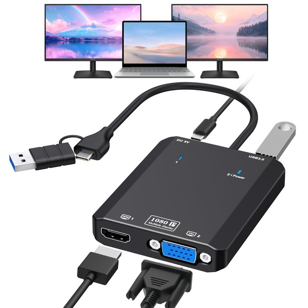 VIXLW VIXLW HDMI Splitter Extended Display for Dual Monitor, 1080p@60Hz