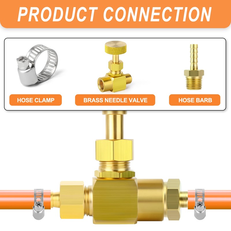 GASHER 1Pcs Brass Replacement Control Needle Valve 1/4" Female NPT