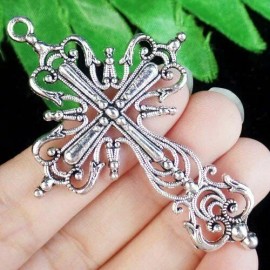 Fashion Jewelry large CROSS CHRISTIAN PRAY CRUCIFIX pendant 26" Sterling Silver 925 necklace men