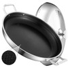 Yeksum Stainless Steel Paella Pan with Lid - 14.5" Honeycomb