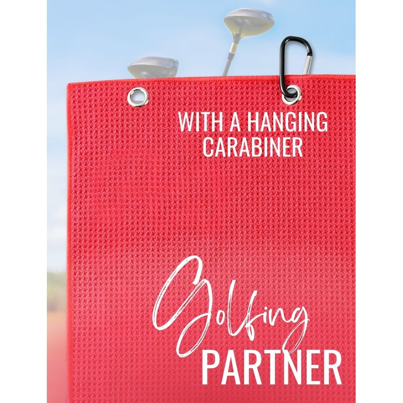 CybGene Monogrammed Microfiber Golf Towel, 16'x 24', Red - Initial