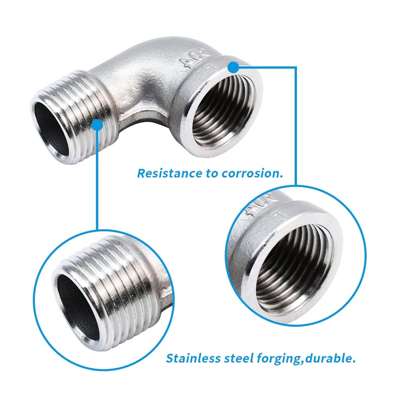 S SYDIEN 2Pcs 304 Stainless Steel 90 Degree Elbow 1/2"