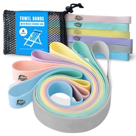 Lazy Day at Sea - 6 Pack Beach Towel Bands with Mesh Bag, Elastic Bands for Pool and Cruise Chairs, Multi-Color. Durable, Stretchy and reusable. Cruise and Beach Essentials