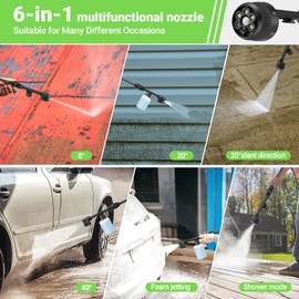 TEANDE Upgraded 1300 Cordless Pressure Washer with 1 * 40V Rechargeable Battery Pressure Washer Battery Powered Cordless Power Washer with 6 in 1 Nozzle for Car Outdoor Floor Patio Garden (Green)