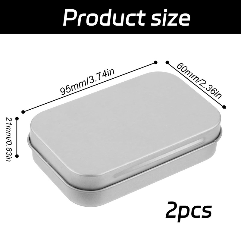 Gaaines 2 Pcs Rectangular Small Tin Boxes,Metal Tins Rectangular Empty