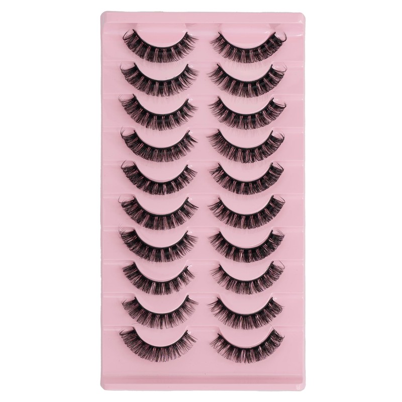 ENSHORE Russian Strip Lashes D Curl Fluffy Eyelashes Faux Mink