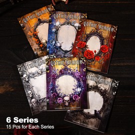 MiyouLuna 90Pcs PET Scrapbook Stickers, Gothic Border Stickers for Scrapbooking, DIY Crafts, Waterproof Journaling Supplies & Junk Journal Ephemera, with Sticker Organizer