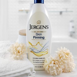 Jergens Skin Firming and Toning Body Moisturizer, Body and Hand Lotion, with Collagen and Elastin, Deep Moisture, for Dry Skin, Dermatologist Tested, 16.8 Ounces