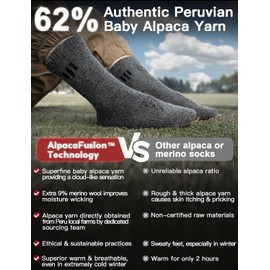 Juclise Men's Thermal Alpaca Crew Socks, Thick Winter Socks (US, Alpha, Medium, Regular, Regular, Black+Dark Camel+Dark Gray)