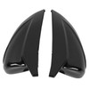 Pair Horned Rearview Side Door Mirror Covers Glossy Black Replacement