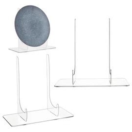 OLYCRAFT Set of 2 Plate Stands for Presentation 25.4 x 23.5 x 12.7 cm Acrylic Book Stand Transparent Acrylic Bowl Plate Holder Picture Frame Holder Decorative Table Easels for Plates Picture Books