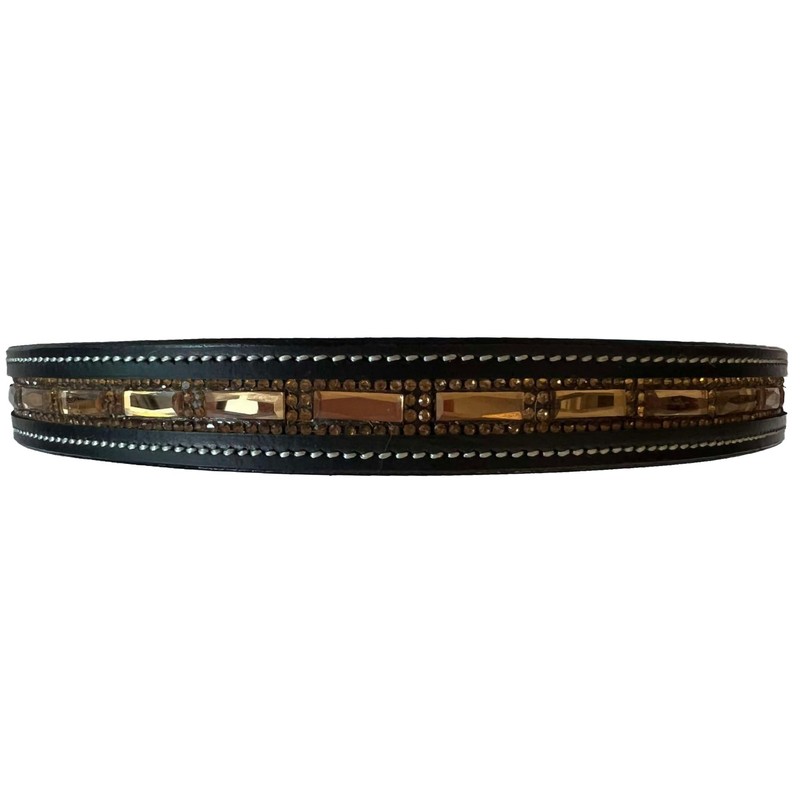 Equitem Large Light Topaz Rectangular Crystal Bling Leather English Browband