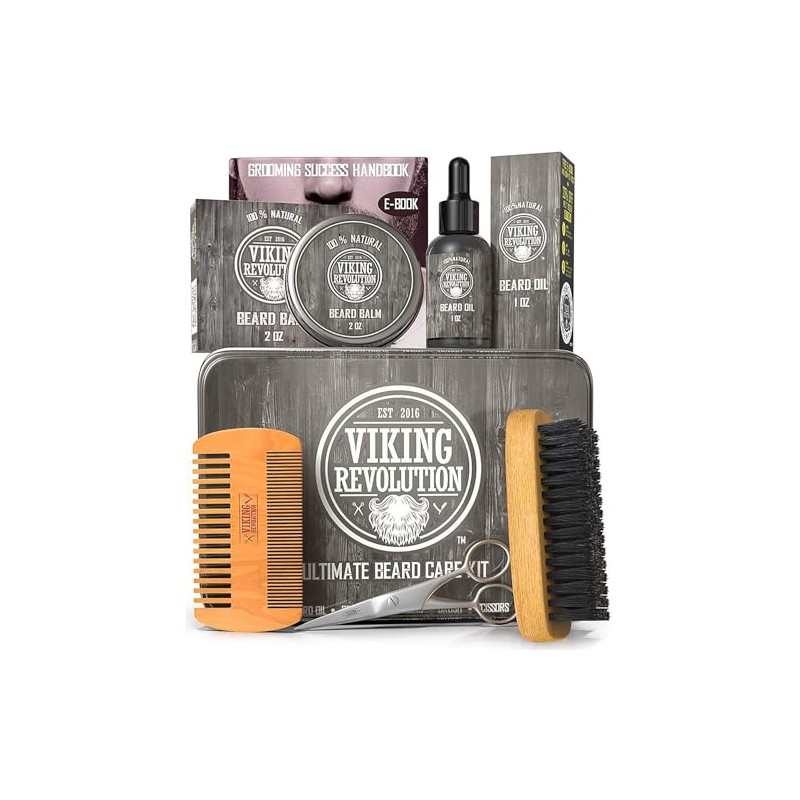 Viking Revolution Kit de cuidado de barba para hombres: el