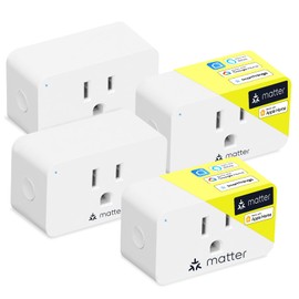 Minoston Matter Smart Plug, Work with Alexa, Apple Home, Google Home, SmartThings, Compact Desgin, WiFi Plugs Outlet, Protect Privacy, 2.4G Wi-Fi Only, White, 4 Pack (MP25M)