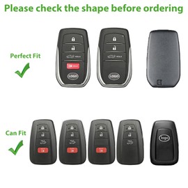 Aoocar Leather Key Fob Cover, Compatible with Toyota Tundra Corolla Cross Venza Sequoia Highlander Avalon Corolla RAV4 Camry C-HR Prius, No Screw Design Key Holder Protector(4 Button, Blue)