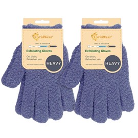 EvridWear Guantes exfoliantes de doble textura para ducha, spa, masaje y exfoliación corporal, elimina las células muertas de la piel, guantes con lazo para colgar