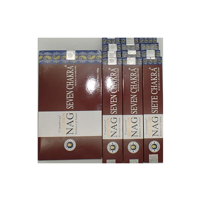 Golden Nag Siete Chakra Incense Sticks 15g x 12 Packs